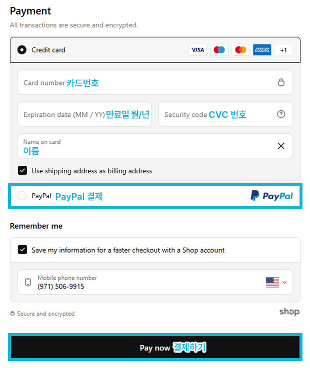 사바나 카드결제 화면 예시