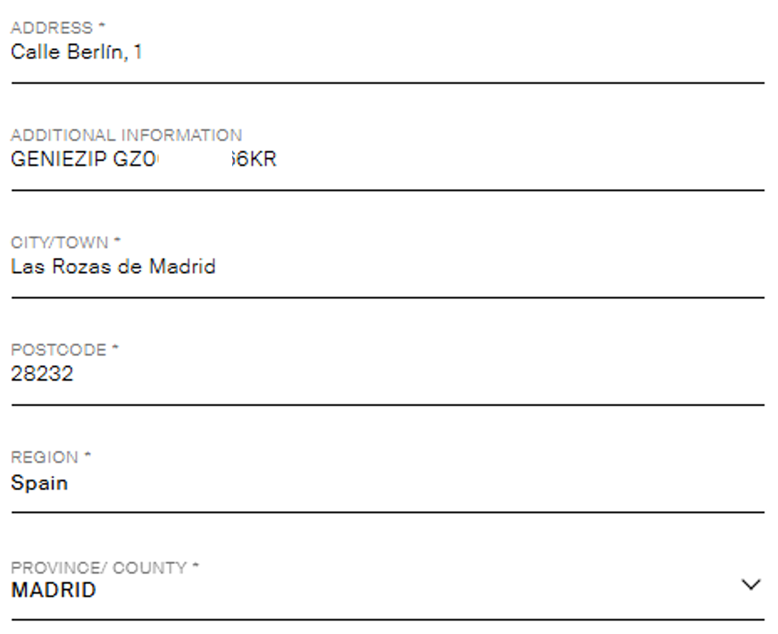 마시모두띠직구방법 스페인배대지 주소 예시